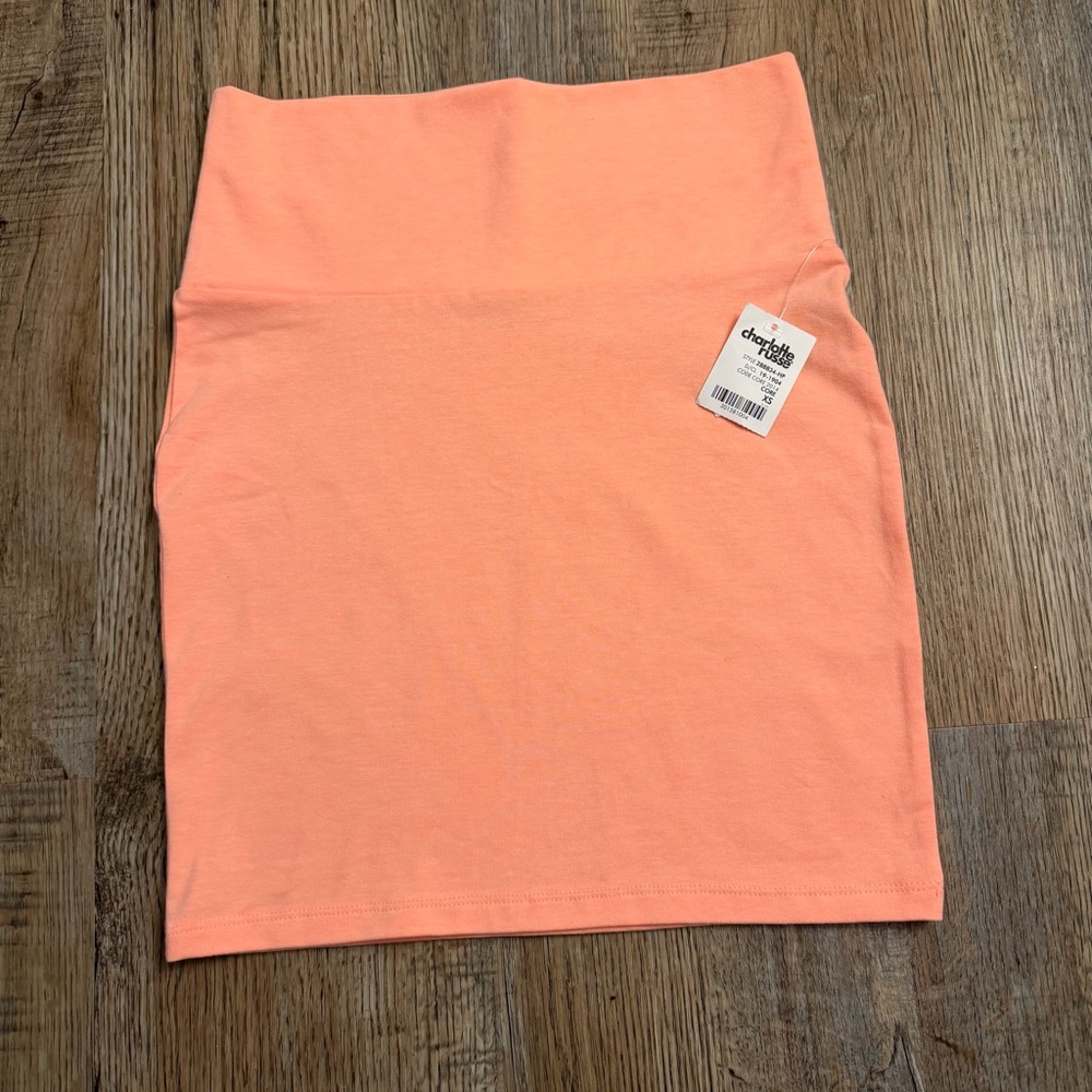 🆕 Charlotte Russe Peach Coral High Waist Mini Skirt XS NWT